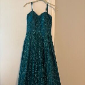 Emerald Green Strapless Prom Dress